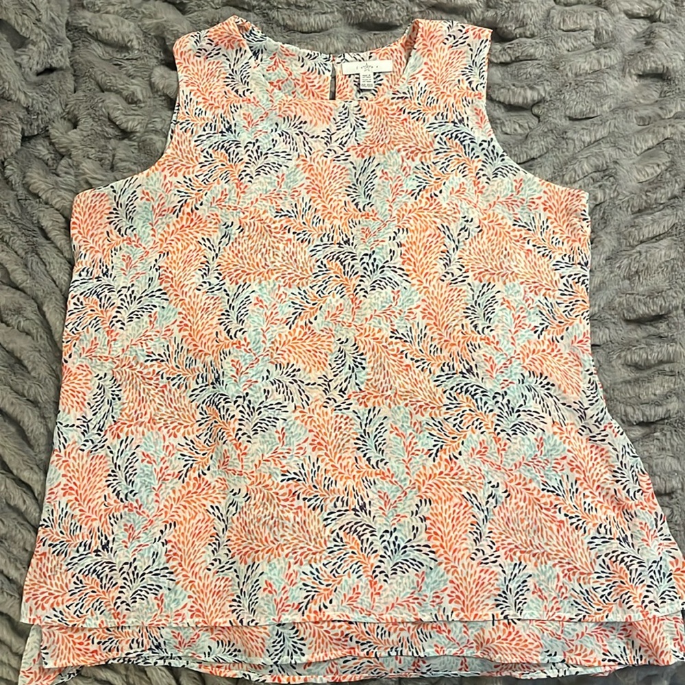 Fever - Sheer Dressy Sleeveless top - Pinkish Red, Navy, light blue, white